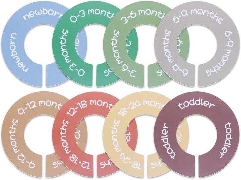 ITDYB Baby Closet Dividers - Set of 8 Round Double-Sided Clothes Size Dividers from Newborn to Toddler, Gender-Neutral Baby Clothes organizer for nursery room decor - Image 1